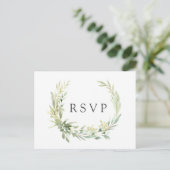 Invitation Carte Postale RSVP de mariage botanique au feuillage vert (Debout devant)