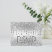 Invitation Carte Postale RSVP | Étoiles en chute d'argent (Debout devant)