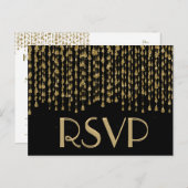 Invitation Carte Postale RSVP | Etoiles en chute d'or (Devant / Derrière)