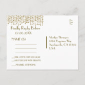 Invitation Carte Postale RSVP | Etoiles en chute d'or (Dos)
