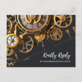 Invitation Carte Postale RSVP extravaganza steampunk horloge ancienne (Devant)