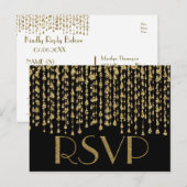 Invitation Carte Postale RSVP | Faux Gold Foil Look (Devant / Derrière)