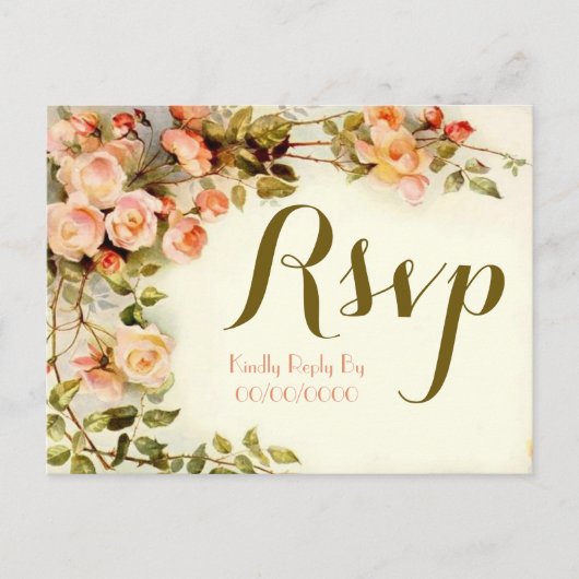 Invitation Carte Postale Rsvp floral (Devant)
