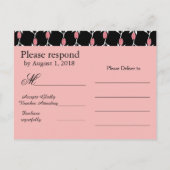 Invitation Carte Postale RSVP Floral rose blanc et noir (Dos)