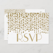 Invitation Carte Postale RSVP | Flux Gold Confetti (Devant / Derrière)