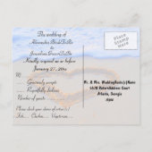Invitation Carte Postale RSVP Heart in Sand at Beach (Dos)