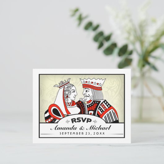 Invitation Carte Postale RSVP Lucky In Love King Mariage PostCard (Debout devant)