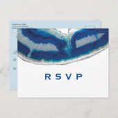 Invitation Carte Postale RSVP | Mariage d'âge bleu (Devant / Derrière)