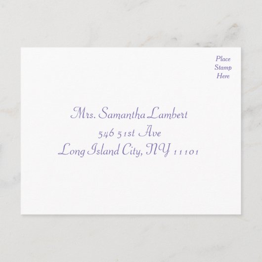 Invitation Carte Postale RSVP Mariage d'aquarelle violet (Dos)