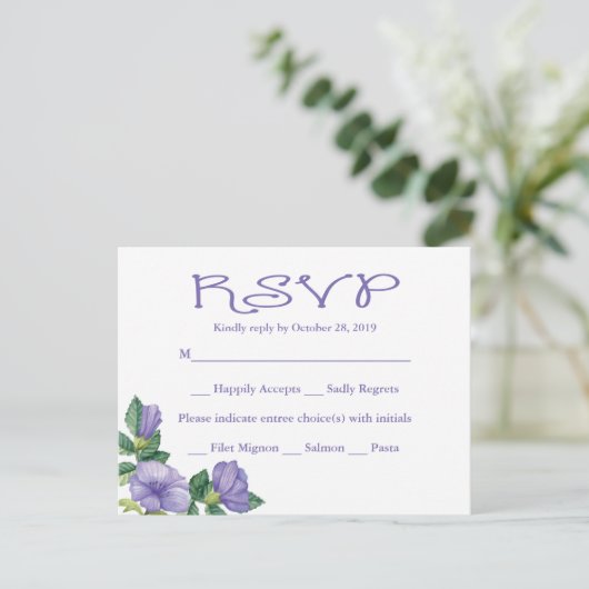 Invitation Carte Postale RSVP Mariage d'aquarelle violet (Debout devant)