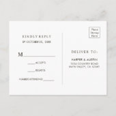 Invitation Carte Postale RSVP Mariage Floral Rustique Automne Hiver (Dos)
