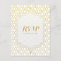 RSVP Mariage Glamour Marocain Arabe Or et Blanc