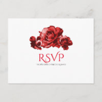 RSVP Mariage Roses Vintage Aquarelle Rouge