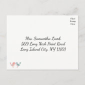 Invitation Carte Postale RSVP Pink & Blue Lovebirds Wedding Party (Dos)