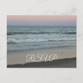 Invitation Carte Postale RSVP plage au coucher du soleil