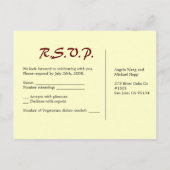 Invitation Carte Postale RSVP pour mariage (Dos)