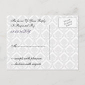 Invitation Carte Postale rsvp pourpre damassé (Dos)