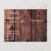 Invitation Carte Postale RSVP Red Floral Faux dentelle et bois (Dos)