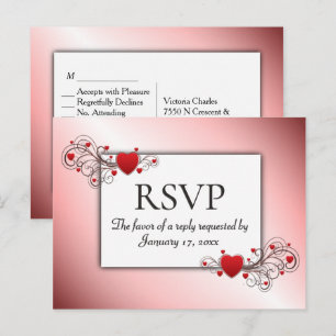 Invitation Carte Postale RSVP Saint-Valentin avec choix de dîner