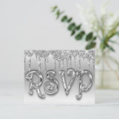 Invitation Carte Postale RSVP Silver Luxe (Debout devant)