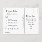 Invitation Carte Postale RSVP Simple Elegant Noir Classique Mariage RSVP (Dos)