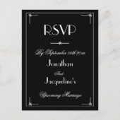 Invitation Carte Postale RSVP Simple Elegant Noir Classique Mariage RSVP (Devant)