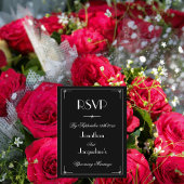 Invitation Carte Postale RSVP Simple Elegant Noir Classique Mariage RSVP