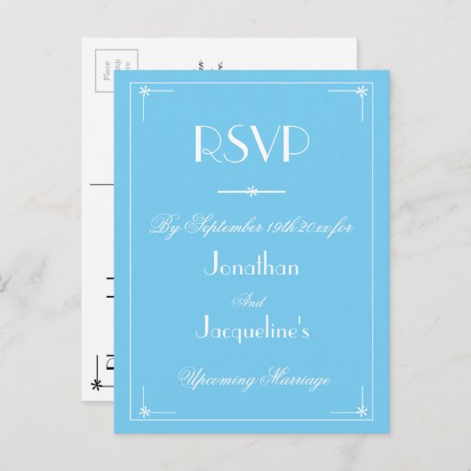 Invitation Carte Postale RSVP Simple Moderne Aqua Bleu Mariage RSVP (Devant / Derrière)