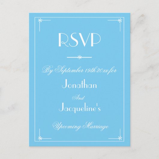 Invitation Carte Postale RSVP Simple Moderne Aqua Bleu Mariage RSVP (Devant)