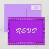 Invitation Carte Postale RSVP violet brillant (Devant / Derrière)