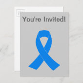 Invitation Carte Postale Ruban de sensibilisation au bleu clair (Devant / Derrière)