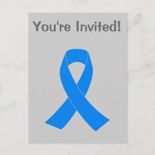 Invitation Carte Postale Ruban de sensibilisation bleu