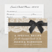 Invitation Carte Postale Ruban noir sur Kraft & Fête des mariées en dentell (Devant / Derrière)