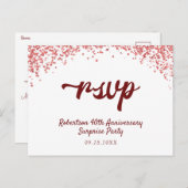 Invitation Carte Postale Ruby Red Anniversaire Confetti RSVP (Devant / Derrière)