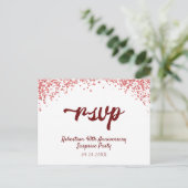 Invitation Carte Postale Ruby Red Anniversaire Confetti RSVP (Debout devant)
