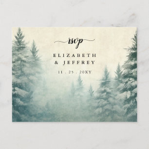Invitation Carte Postale Russe Aquarelle Pine Forest hiver RSVP