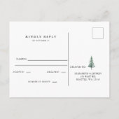 Invitation Carte Postale Russe Aquarelle Pine Forest hiver RSVP (Dos)