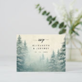 Invitation Carte Postale Russe Aquarelle Pine Forest hiver RSVP (Debout devant)