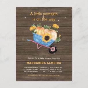 Invitation Carte Postale Russe Baby shower d'automne Petit Citrouille d'aut