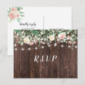 Invitation Carte Postale Russe Bois Blush Floral Lights mariage rsvp (Devant / Derrière)