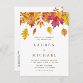Invitation Carte Postale Russe en chute Feuille Automne Mariage QR Code (Devant / Derrière)