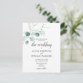 Invitation Carte Postale Russe Eucalyptus Script Mariage d'été (Debout devant)