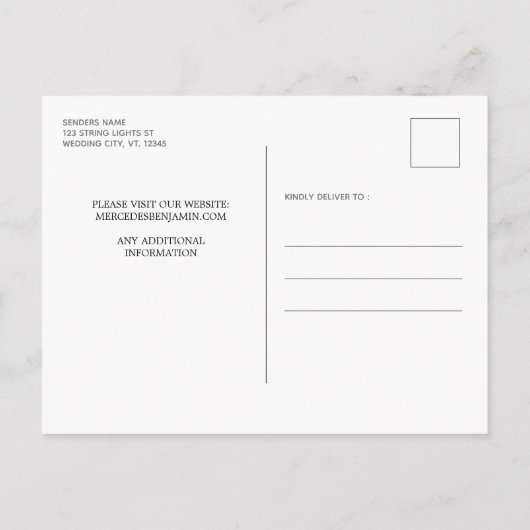 Invitation Carte Postale Russe String Lights Chalkboard Ardoise Mariage Enr (Dos)
