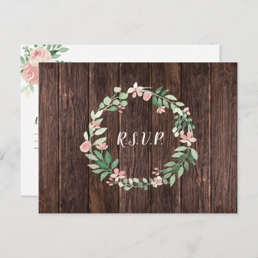 Invitation Carte Postale Russe Wreath mariage rsvp + choix de repas (Devant / Derrière)