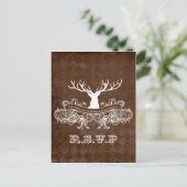 Invitation Carte Postale Rustic Antler, Deer Winter Woodland rsvp (Debout devant)