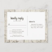 Invitation Carte Postale Rustic Birch Wood mariage rsvp buffet (Dos)
