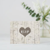 Invitation Carte Postale Rustic Birch Wood mariage rsvp buffet (Debout devant)