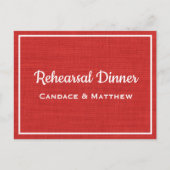 Invitation Carte Postale Rustic Burlap Red Country Rehearer Dîner (Devant)