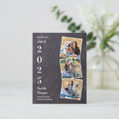 Invitation Carte Postale Rustic Chalkboard Photo Collage Graduation Invita (Debout devant)