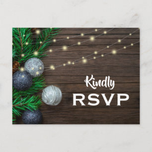 Invitation Carte Postale Rustic Chic Parti de Noël d'entreprise RSVP